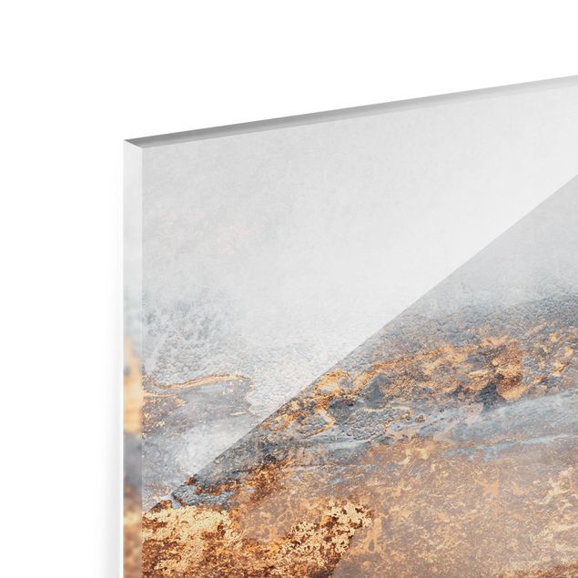 Paraschizzi in vetro - Nebbia oro e grigia - Formato orizzontale 4:3