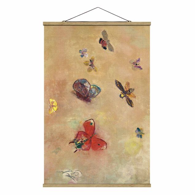 Foto su tessuto da parete con bastone - Odilon Redon - farfalle colorate - Verticale 3:2