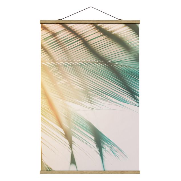 Foto su tessuto da parete con bastone - Piante tropicali palme al tramonto II - Verticale 3:2