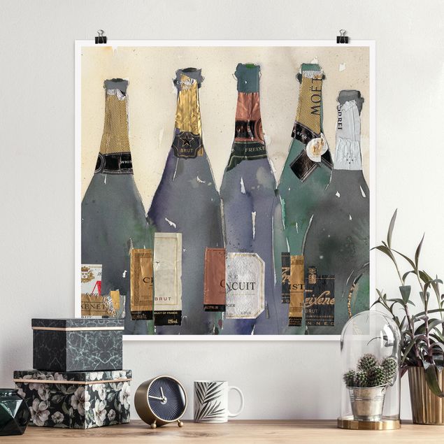 Poster acquerello Stappato - Champagne