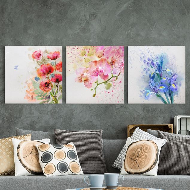 Stampe su tela fiori Trio di fiori ad acquerello