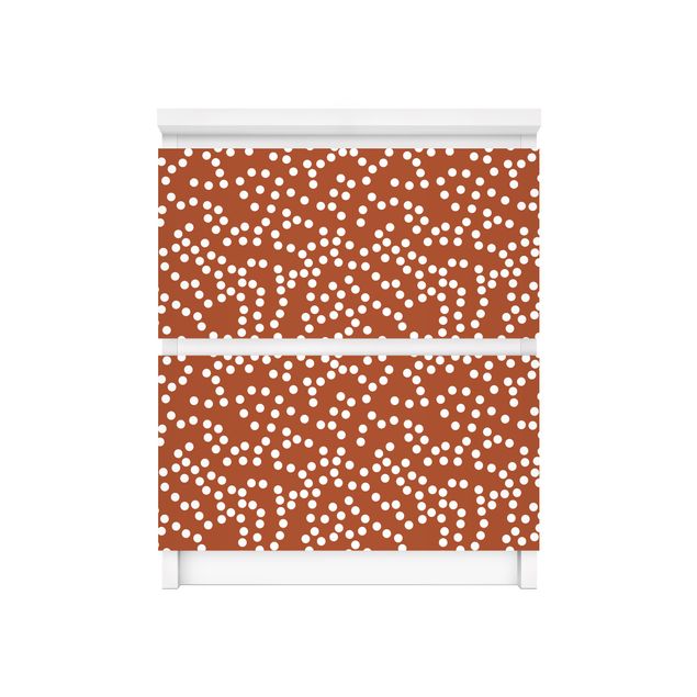 Carta adesiva per mobili IKEA - Malm Cassettiera 2xCassetti - Aboriginal dot pattern Brown