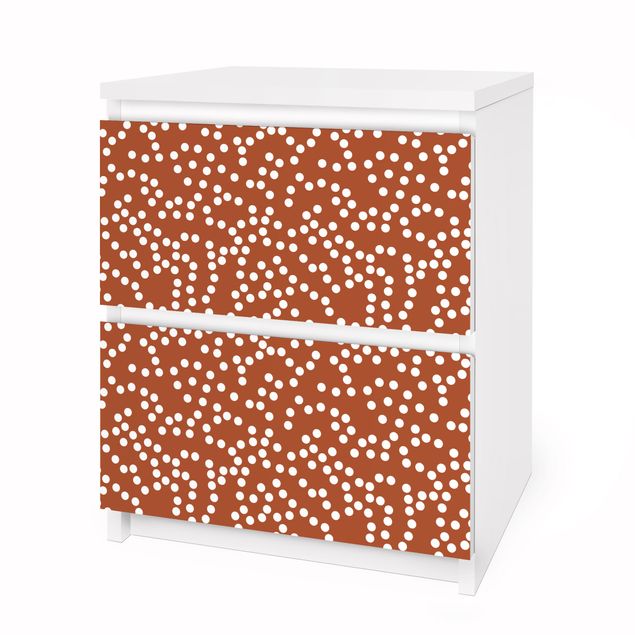 Carta adesiva per mobili IKEA - Malm Cassettiera 2xCassetti - Aboriginal dot pattern Brown