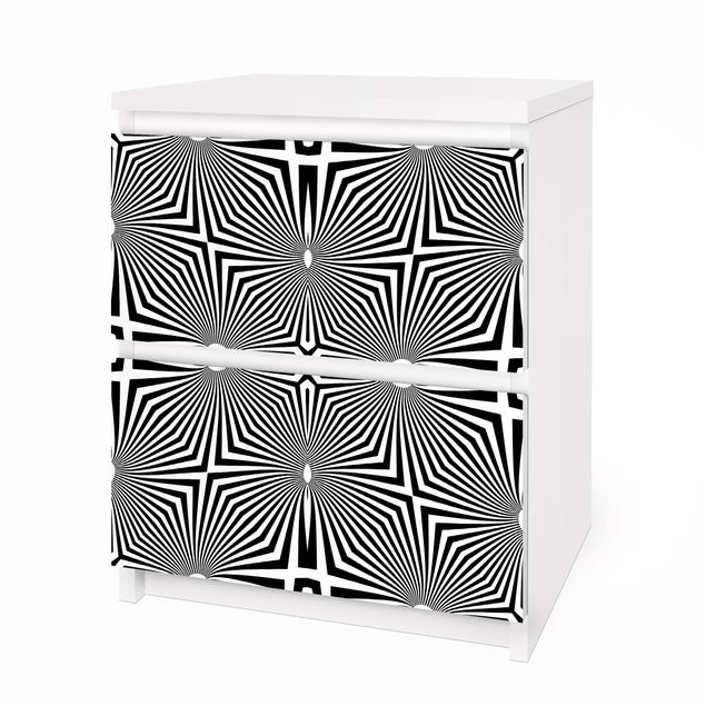 Carta adesiva per mobili IKEA - Malm Cassettiera 2xCassetti - Abstract ornament black and white