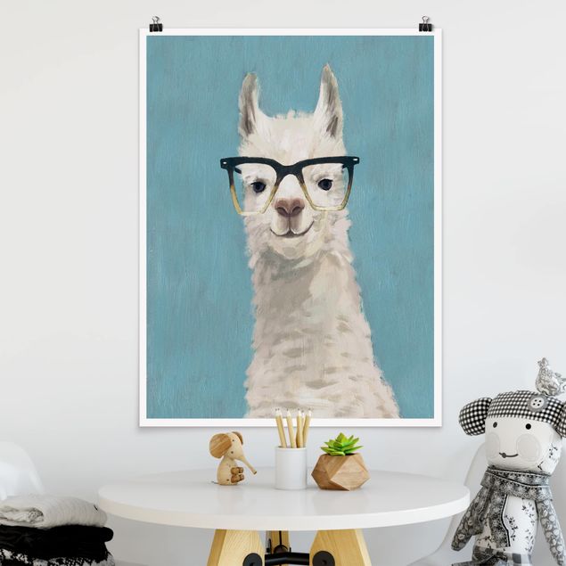 stampe animali Lama con occhiali IV