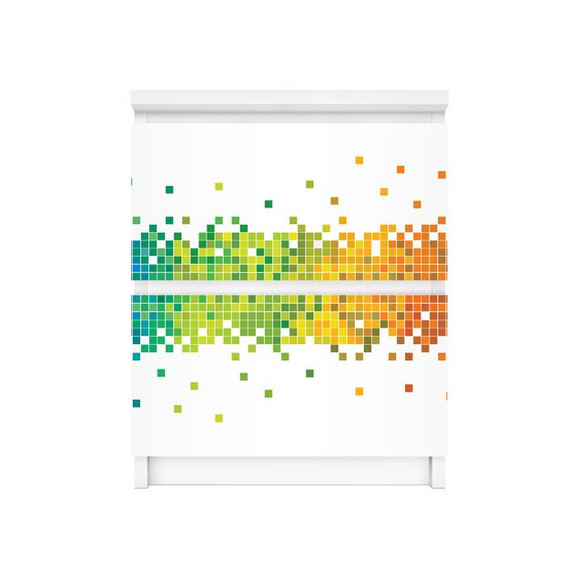 Carta adesiva per mobili IKEA - Malm Cassettiera 2xCassetti - Pixel Rainbow