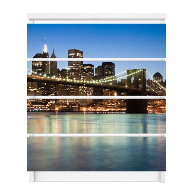 Carta adesiva per mobili IKEA - Malm Cassettiera 4xCassetti - Brooklyn Bridge in New York
