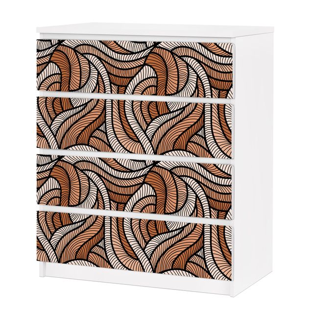 Carta adesiva per mobili IKEA - Malm Cassettiera 4xCassetti - Woodcut in brown