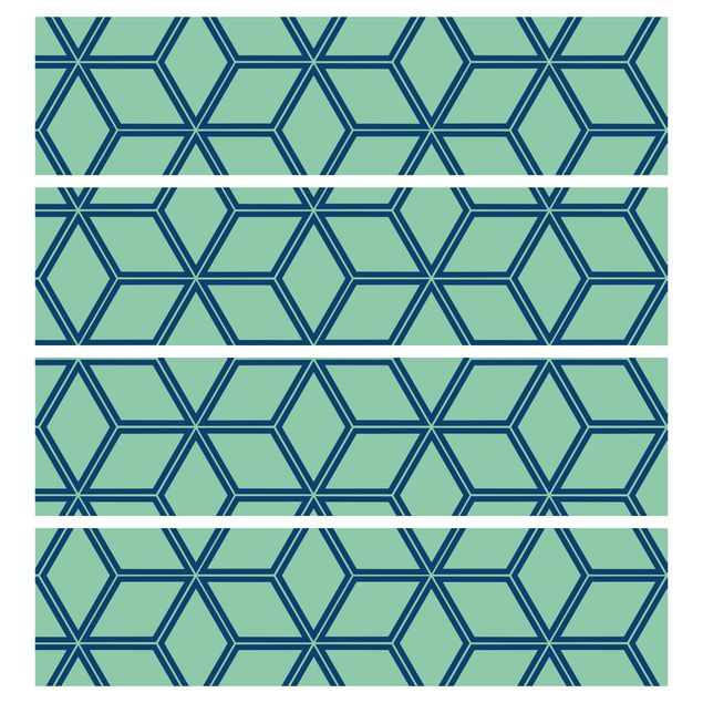 Carta adesiva per mobili IKEA - Malm Cassettiera 4xCassetti - Cube pattern green