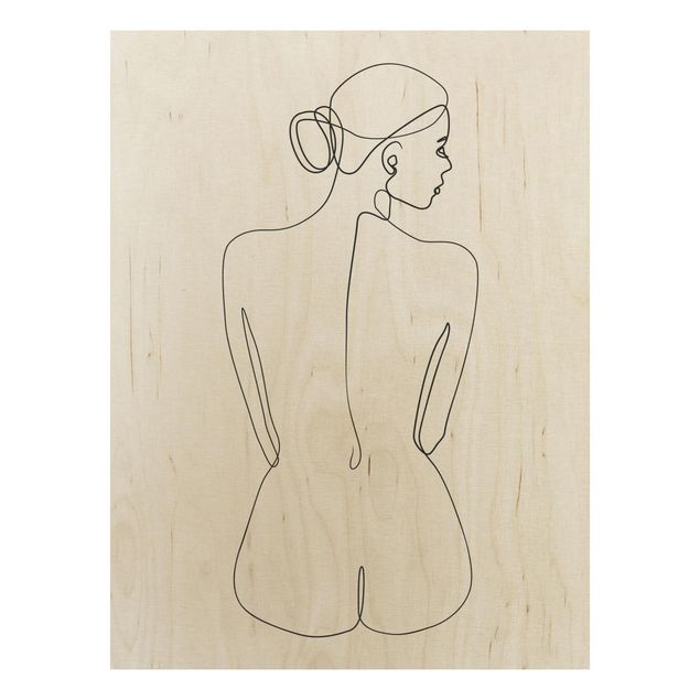 Stampa su legno - Line Art Nudes Torna Bianco e nero - Verticale 4:3