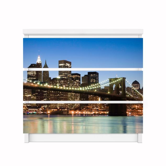 Carta adesiva per mobili IKEA - Malm Cassettiera 3xCassetti - Brooklyn Bridge in New York