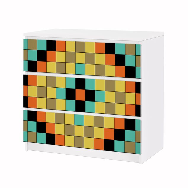 Carta adesiva per mobili IKEA - Malm Cassettiera 3xCassetti - Colorful mosaic