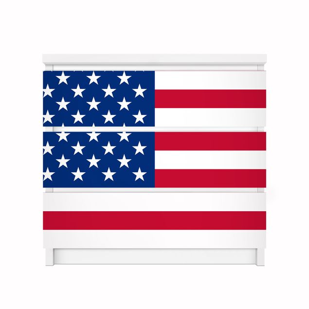 Carta adesiva per mobili IKEA - Malm Cassettiera 3xCassetti - Flag of America 1