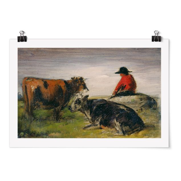 Poster - Wilhelm Busch - Pastore con mucche - Orizzontale 2:3