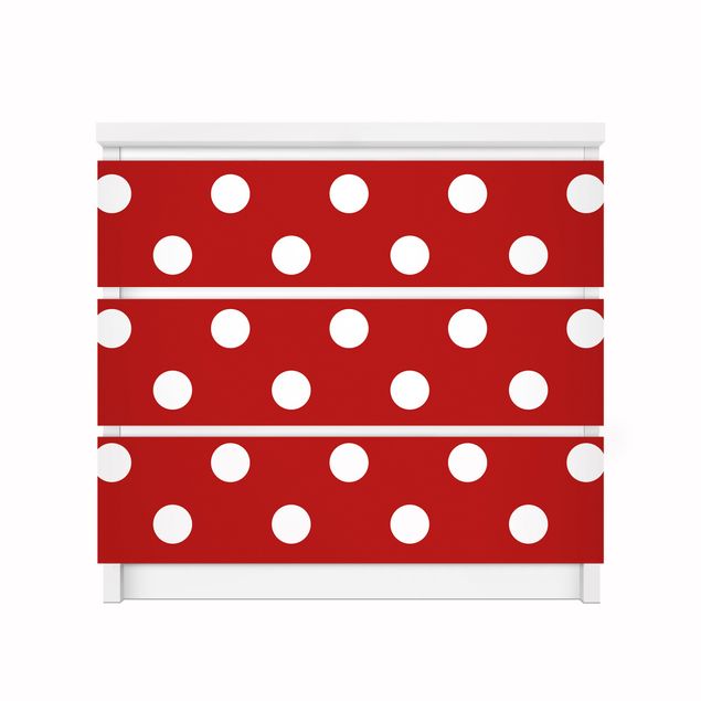 Carta adesiva per mobili IKEA - Malm Cassettiera 3xCassetti - No.DS92 Dot Design Girly Red