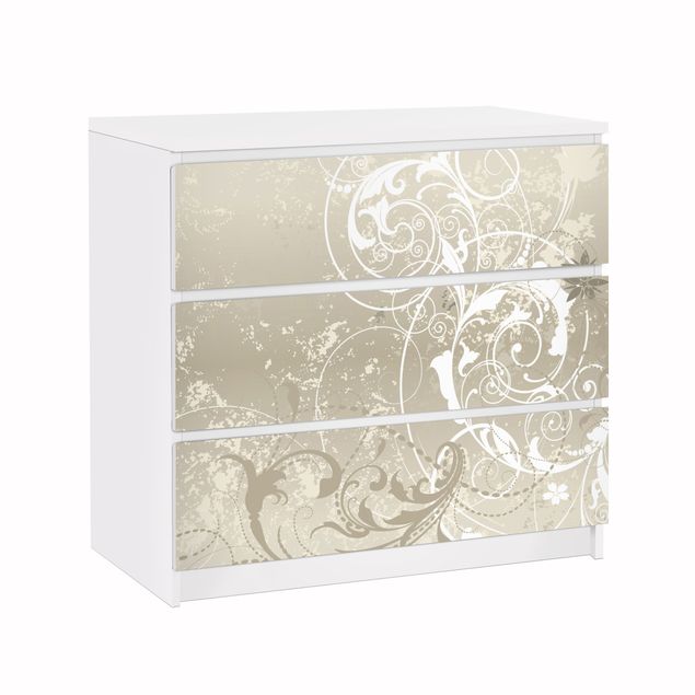 Carta adesiva per mobili IKEA - Malm Cassettiera 3xCassetti Pearl ornament  design su