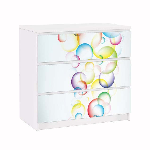 Carta adesiva per mobili IKEA - Malm Cassettiera 3xCassetti - Rainbow Bubbles