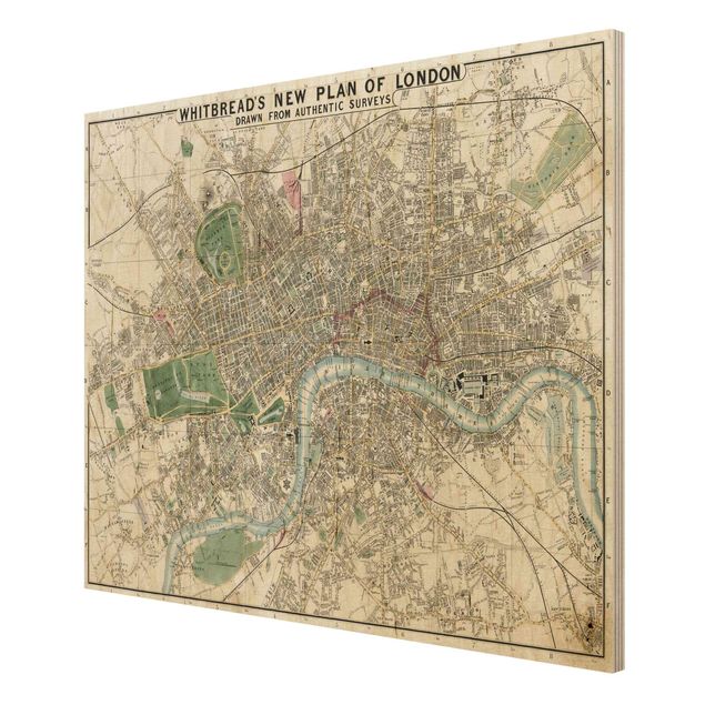 Stampa su legno - Vintage Mappa Londra - Orizzontale 3:4