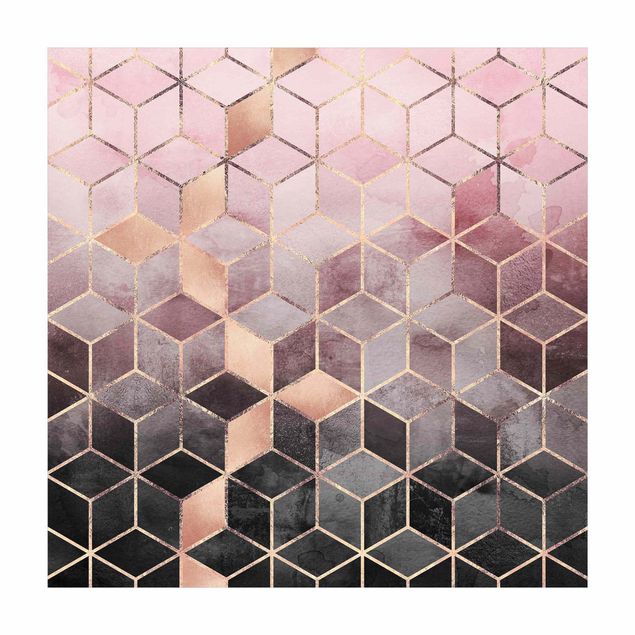 Tappeti moderni astratti Geometria dorata rosa-grigio