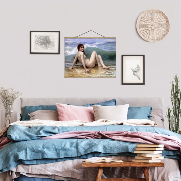 Foto su tessuto da parete con bastone - William Adolphe Bouguereau - The Wave - Orizzontale 3:4