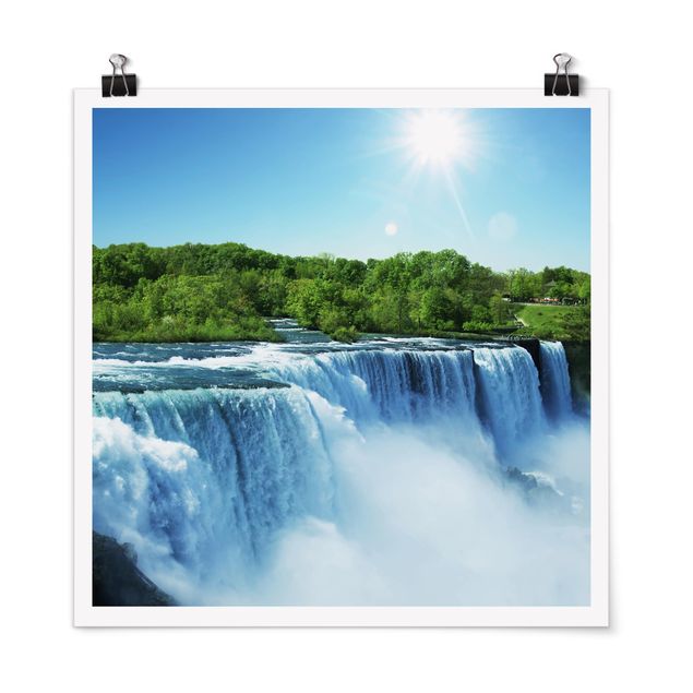 Poster - Waterfall Scenery - Quadrato 1:1
