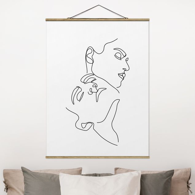 quadro astratto Line Art - Volti di donna Bianco