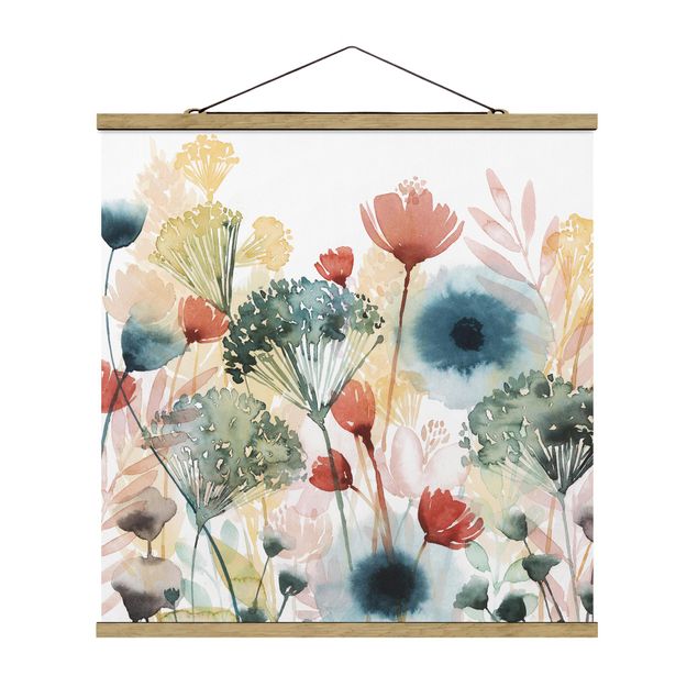 Quadro su tessuto con stecche per poster - Wildflowers In estate ho - Quadrato 1:1