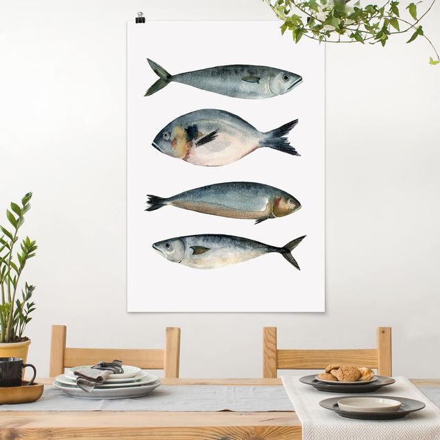 Quadri animali Quattro pesci nell'acquerello II