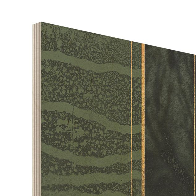 Stampa su legno - Forme geometriche oro verde smeraldo - Quadrato 1:1