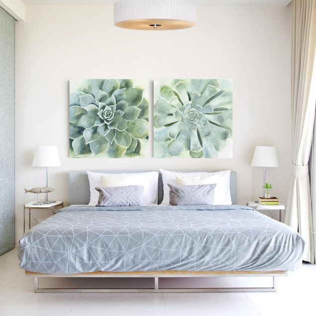 Quadri moderni per soggiorno Set acquerello Succulente I