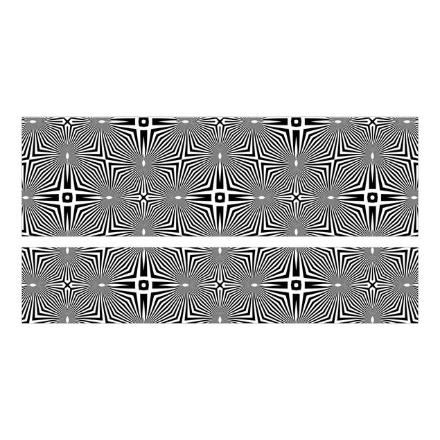 Carta adesiva per mobili IKEA - Malm Letto basso 140x200cm Abstract ornament black and white