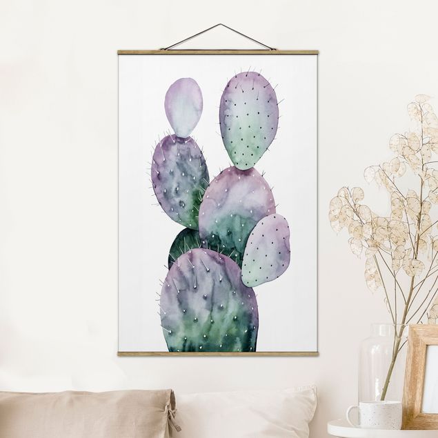 Foto su tessuto da parete con bastone - Cactus In Viola II - Verticale 3:2