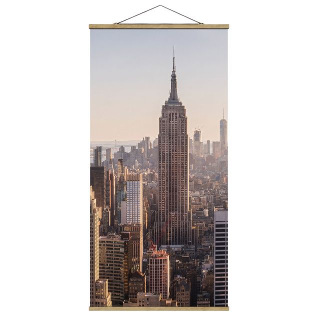 Quadro su tessuto con stecche per poster - Empire State Building - Verticale 2:1