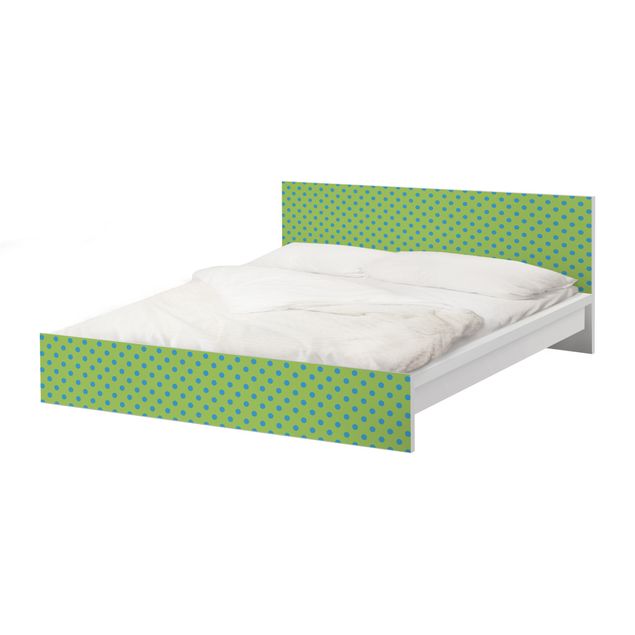 Carta adesiva per mobili IKEA - Malm Letto basso 140x200cm No.DS92 Dot Design Girly Green