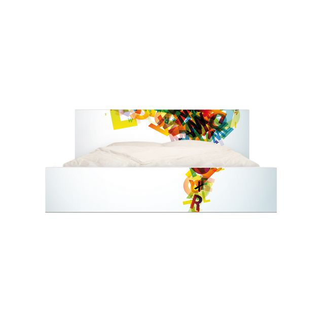 Carta adesiva per mobili IKEA - Malm Letto basso 140x200cm Rainbow Alphabet