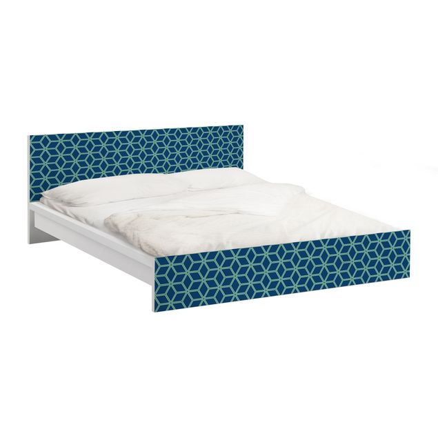 Carta adesiva per mobili IKEA - Malm Letto basso 140x200cm Cube pattern blue