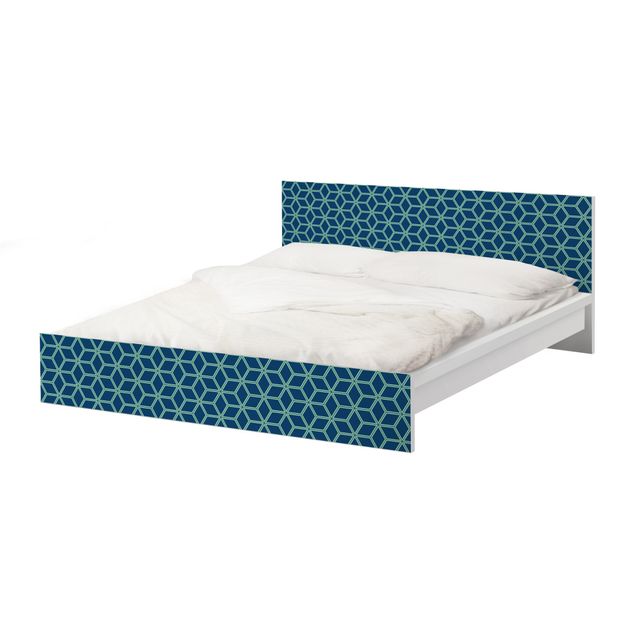 Carta adesiva per mobili IKEA - Malm Letto basso 140x200cm Cube pattern blue