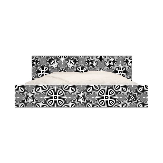 Carta adesiva per mobili IKEA - Malm Letto basso 160x200cm Abstract ornament black and white