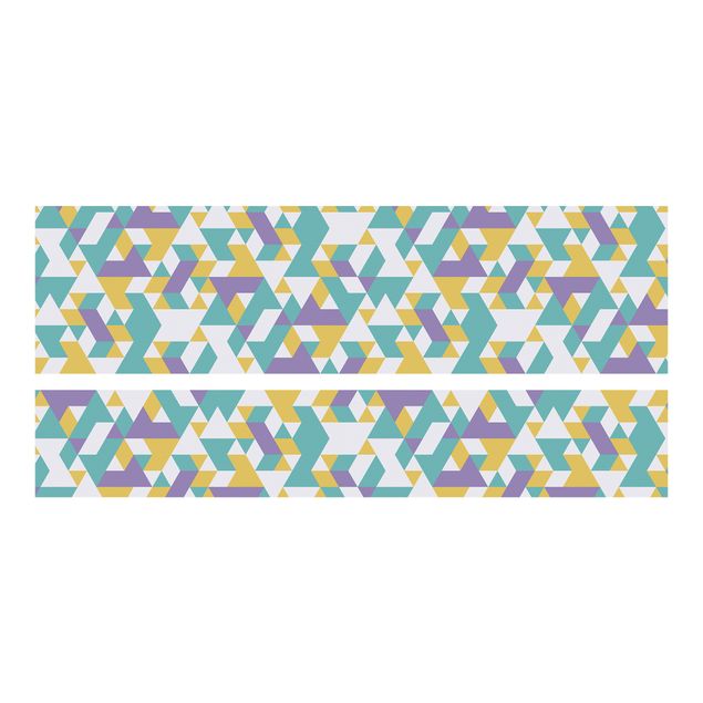 Carta adesiva per mobili IKEA - Malm Letto basso 160x200cm No.RY33 Lilac Triangles
