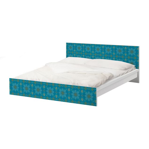 Carta adesiva per mobili IKEA - Malm Letto basso 160x200cm Oriental Ornament Turquoise