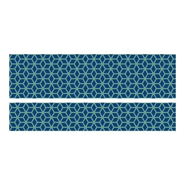 Carta adesiva per mobili IKEA - Malm Letto basso 160x200cm Cube pattern blue