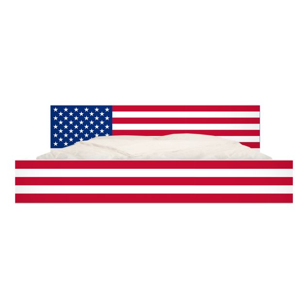 Carta adesiva per mobili IKEA - Malm Letto basso 180x200cm Flag of America 1