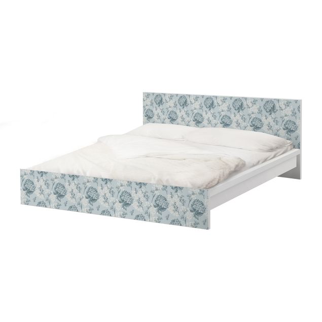 Carta adesiva per mobili IKEA - Malm Letto basso 180x200cm Pattern in blue Hortensia