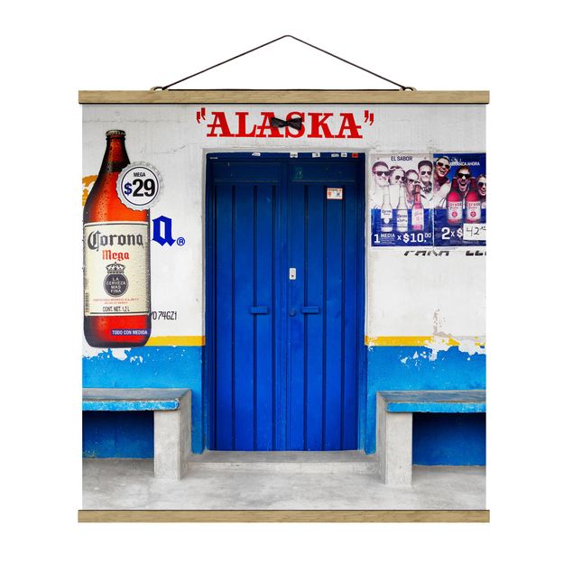 Quadro su tessuto con stecche per poster - Alaska Blue Bar - Quadrato 1:1