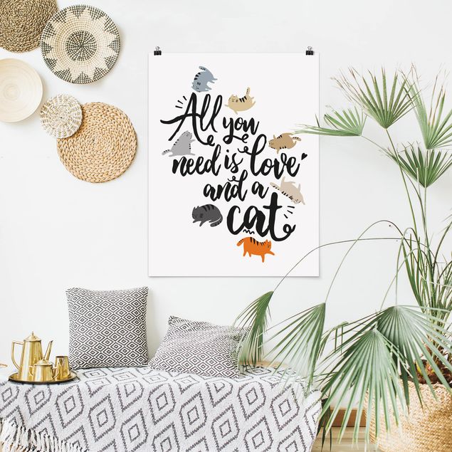 Poster illustrazioni All You Need Is Love And A Cat