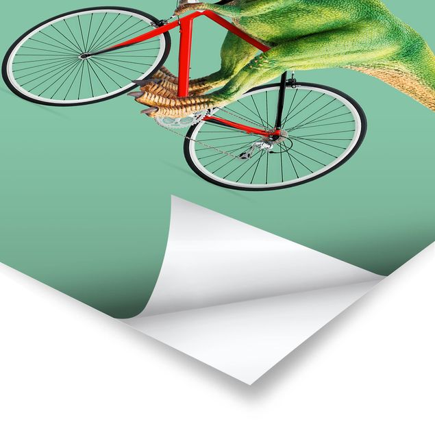 Poster - Dinosauro con la bicicletta - Verticale 4:3