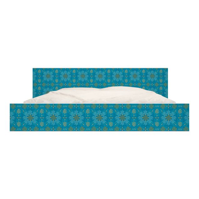 Carta adesiva per mobili IKEA - Malm Letto basso 180x200cm Oriental Ornament Turquoise