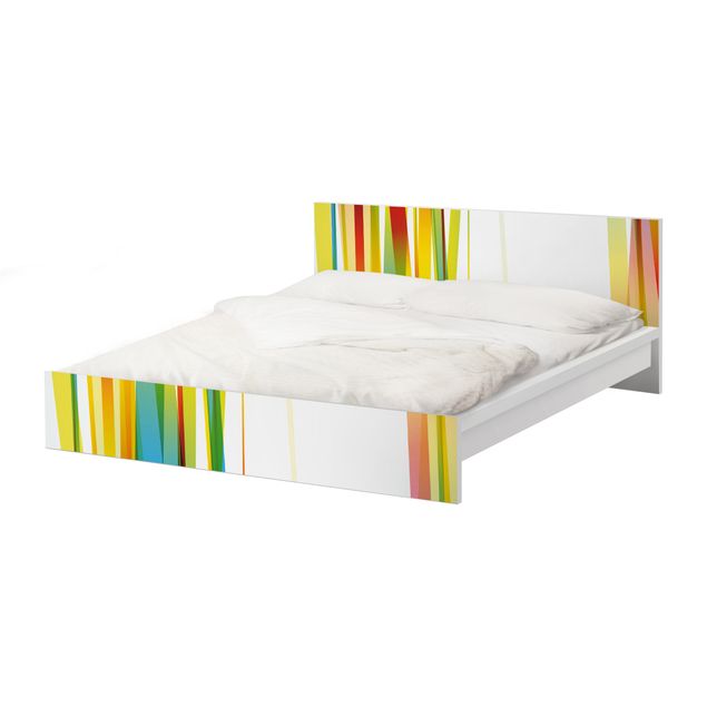 Carta adesiva per mobili IKEA - Malm Letto basso 180x200cm Rainbow Stripes