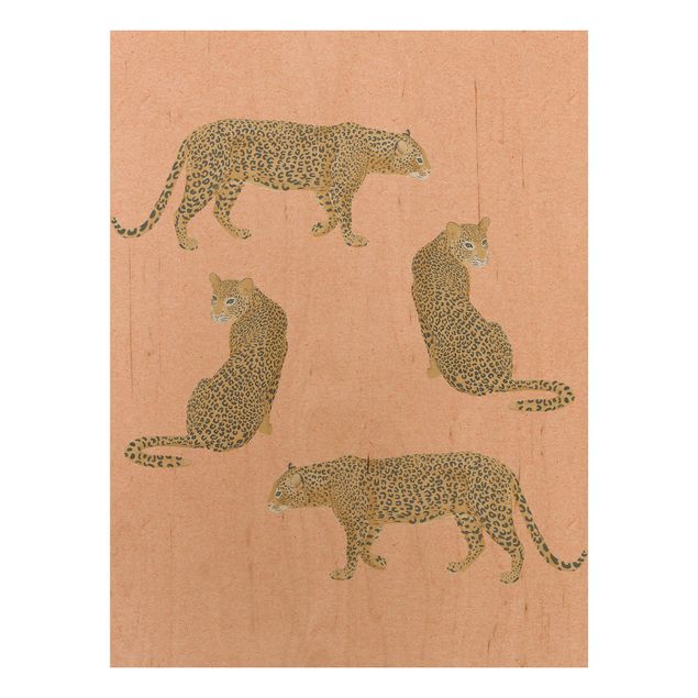 Stampa su legno - Illustrazione Leopard Rosa Pittura - Verticale 4:3