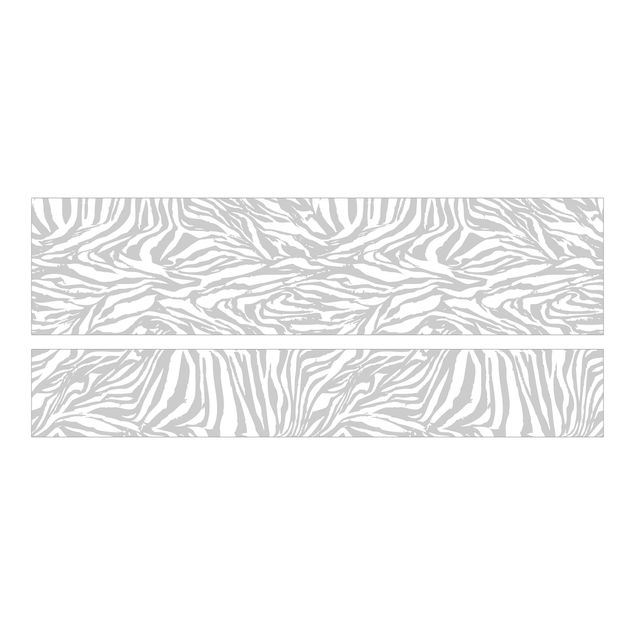 Carta adesiva per mobili IKEA - Malm Letto basso 180x200cm Zebra Design Light Grey